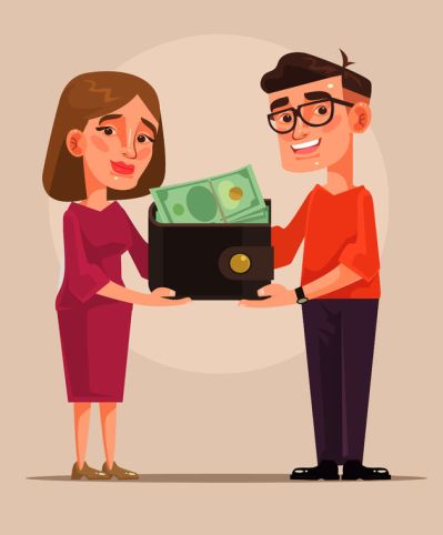 95644726 - young family budget cartoon illustration